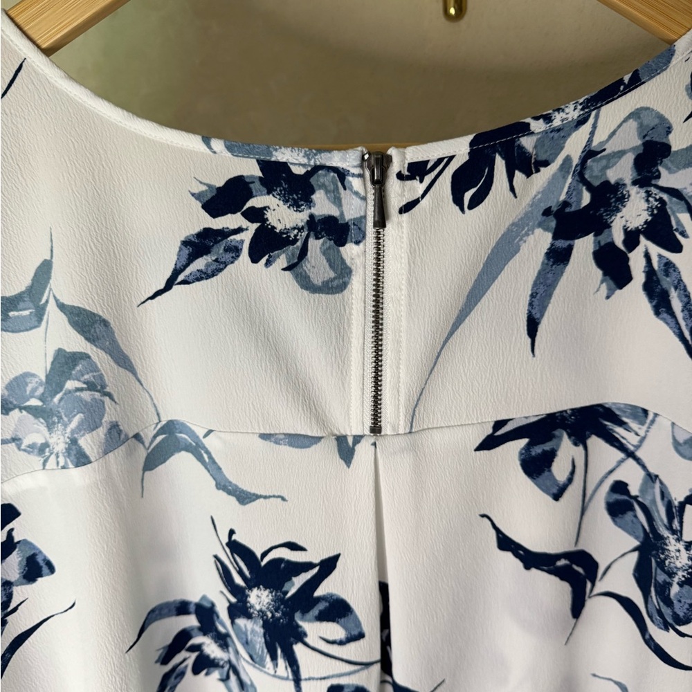Maurices White Blouse with Navy Floral Print - Picture 3 of 5